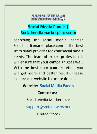 Social Media Panels | Socialmediamarketplace.com