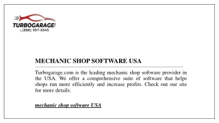 Mechanic Shop Software Usa | Turbogarage.com