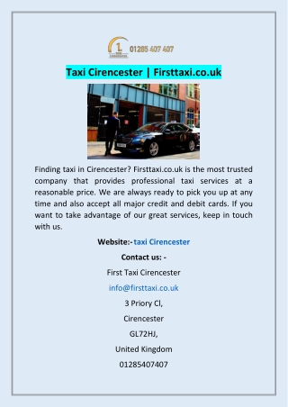 Taxi Cirencester | Firsttaxi.co.uk