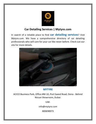 Car Detailing Services | Mytyre.com