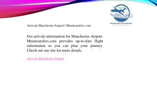 Arrivals Manchester Airport Mmatransfers.com