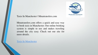 Taxis In Manchester  Mmatransfers.com