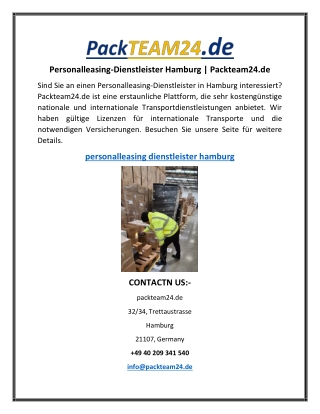 Personalleasing-Dienstleister Hamburg  Packteam24.de