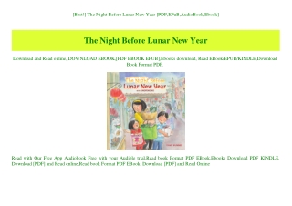 [Best!] The Night Before Lunar New Year [PDF EPuB AudioBook Ebook]