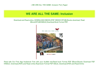 ^DOWNLOAD-PDF) WE ARE ALL THE SAME Inclusion 'Full_Pages'