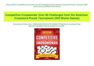 ((Read_[PDF])) Competitive Crosswords Over 60 Challenges from the American Crossword Puzzle Tournament (Will Shortz Game