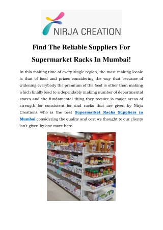 Supermarket Racks Suppliers in Mumbai	 Call-9004068963