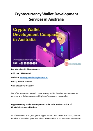 Cryptocurrency Wallet Development Company in Australia