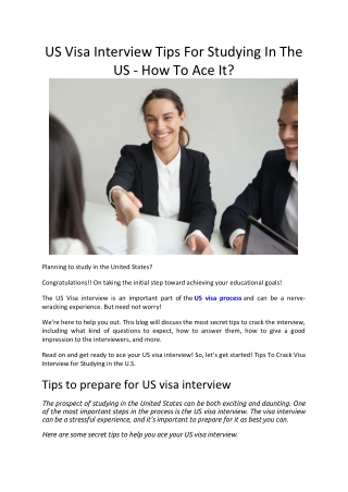 US Visa Interview Tips For Studying In The US - How To Ace It