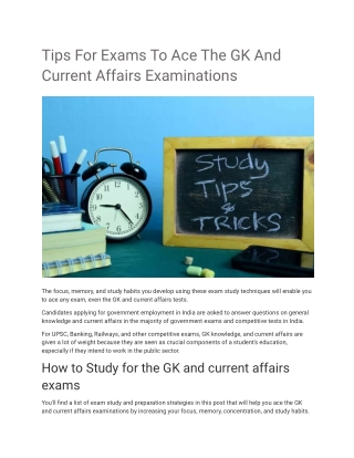 Tips For Exams To Ace The GK And Current Affairs Examinations