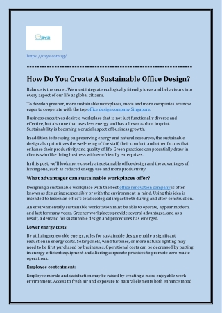 How Do You Create A Sustainable Office Design?