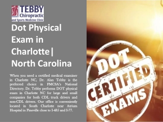 Dot Physical Exam in Charlotte | North Carolina