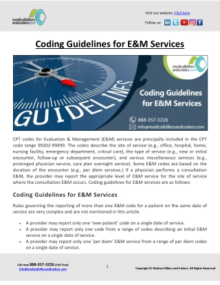 Coding Guidelines for E&M Services