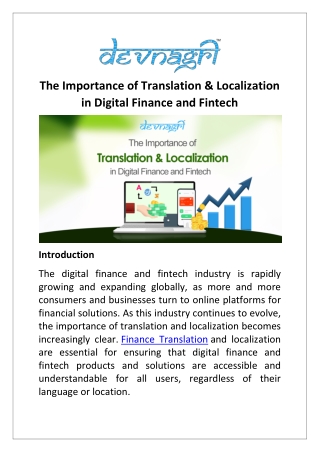 The Importance of Translation & Localization in Digital Finance and Fintech