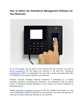 Attendance Management Software UAE