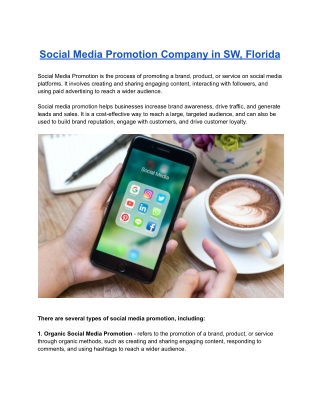 Social Media Promotion Company in SW, Florida