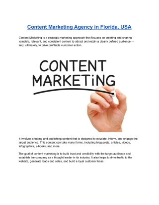 Content Marketing Agency in Florida, USA