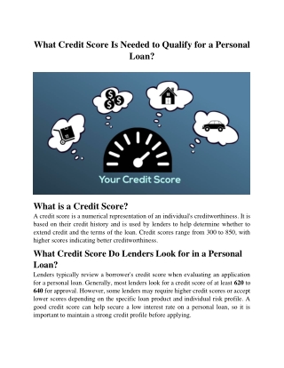 What Credit Score Is Needed to Qualify for a Personal Loan