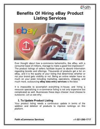 Benefits Of Hiring eBay Product Listing Services