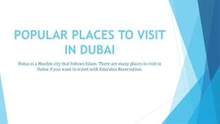 POPULAR PLACES TO VISIT IN DUBAI