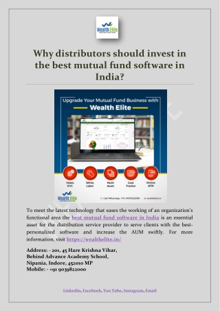 Why distributors should invest in the best mutual fund software in India