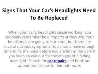 Signs That Your Car's Headlights Need To Be Replaced