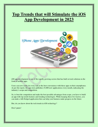 Top Trends that will Stimulate the iOS App Development in 2023