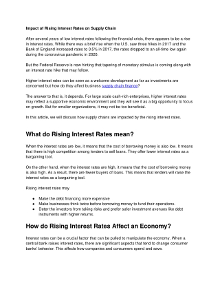 Impact of Rising Interest Rates on Supply Chain