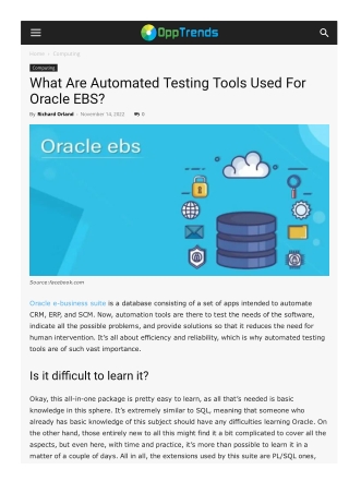 What Are Automated Testing Tools Used For Oracle EBS