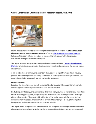 Global Construction Chemicals Market Research Report 2022-2032