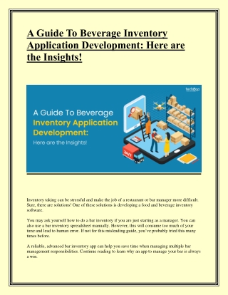 A Guide To Beverage Inventory Application Development- Here are the Insights