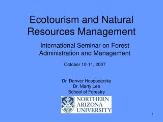Ecotourism and Natural Resources Management