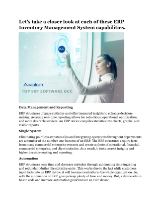 Let's take a closer look at each of these ERP Inventory Management System capabilities.