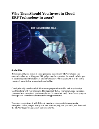 Why Then Should You Invest in Cloud ERP Technology in 2023