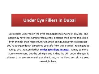 Under Eye Fillers in Dubai