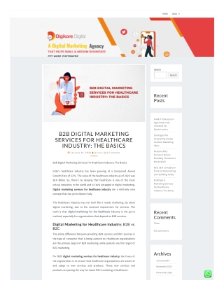 B2B Digital Marketing Services For Healthcare Industry The Basics