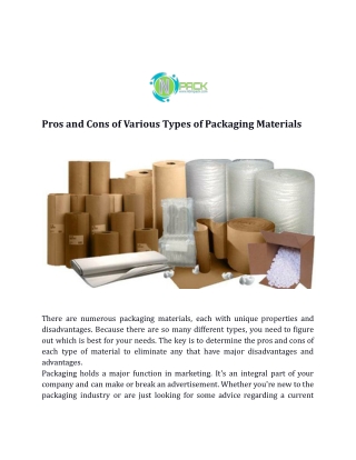 Pros and Cons of Various Types of Packaging Materials