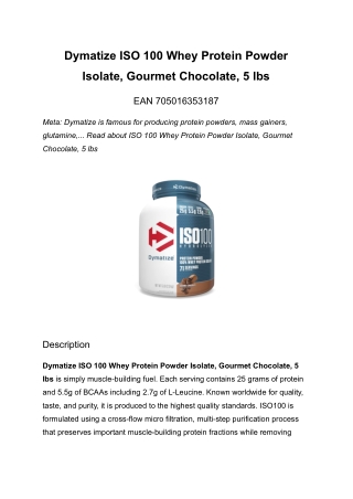 Dymatize ISO 100 Whey Protein Powder Isolate