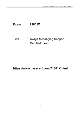 71801X Avaya Messaging Support Certified Exam Dumps