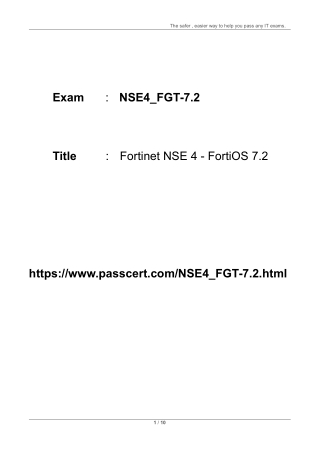 Fortinet NSE 4 - FortiOS 7.2 NSE4_FGT-7.2 Dumps
