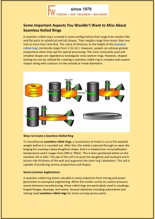 Some Important Aspects You Wouldn’t Want to Miss About Seamless Rolled Rings