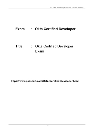 Okta Certified Developer Exam Dumps