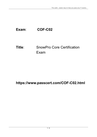 SnowPro Core Certification COF-C02 Dumps