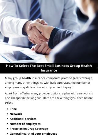 How to Select the Best Small Business Group Health Insurance