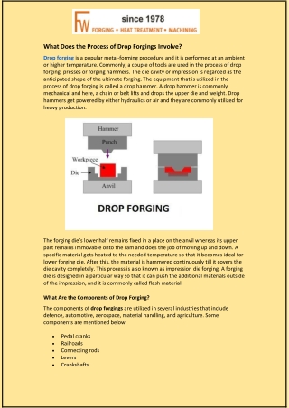 What Does the Process of Drop Forgings Involve?