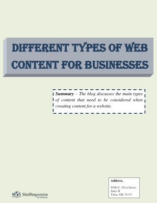 Different Types of Web Content for Businesses