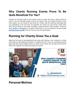 Why Charity Running Events Prove To Be Quite Beneficial For You