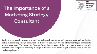 The Importance of a Marketing Strategy Consultant