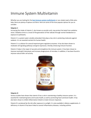 Immune System Multivitamin
