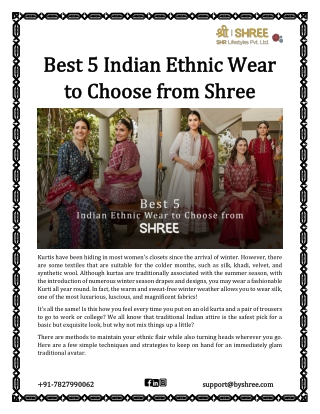 Best 5 Indian Ethnic Wear to Choose from Shree